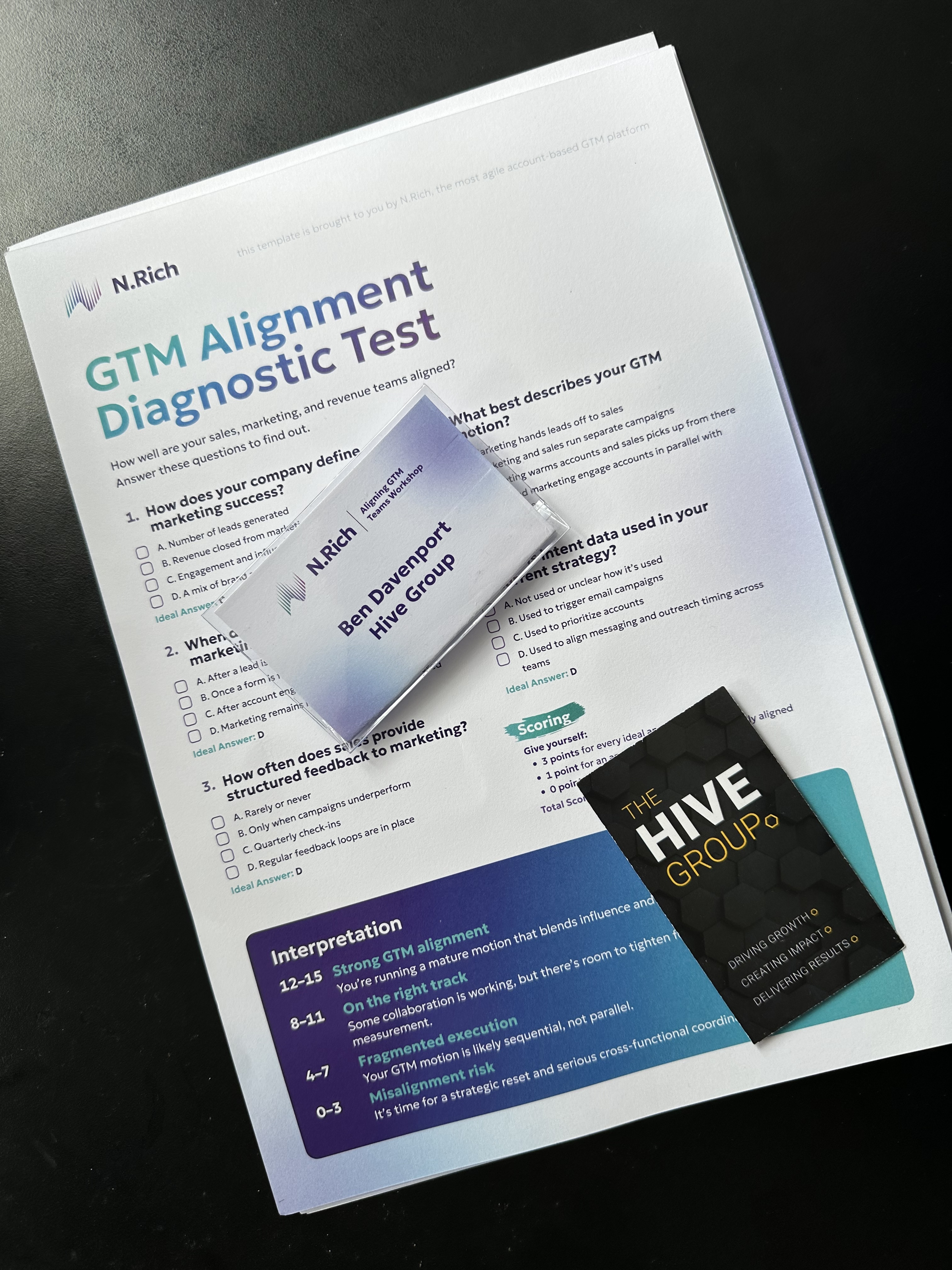 A GTM Alignment test and name badge